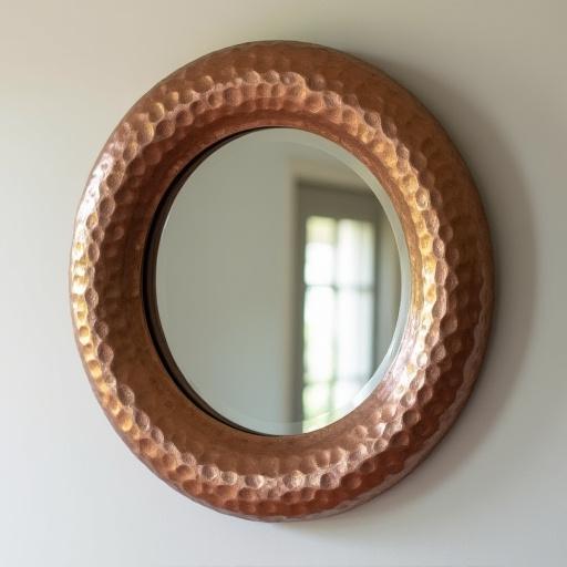 Specchio rotondo con cornice martellata a mano